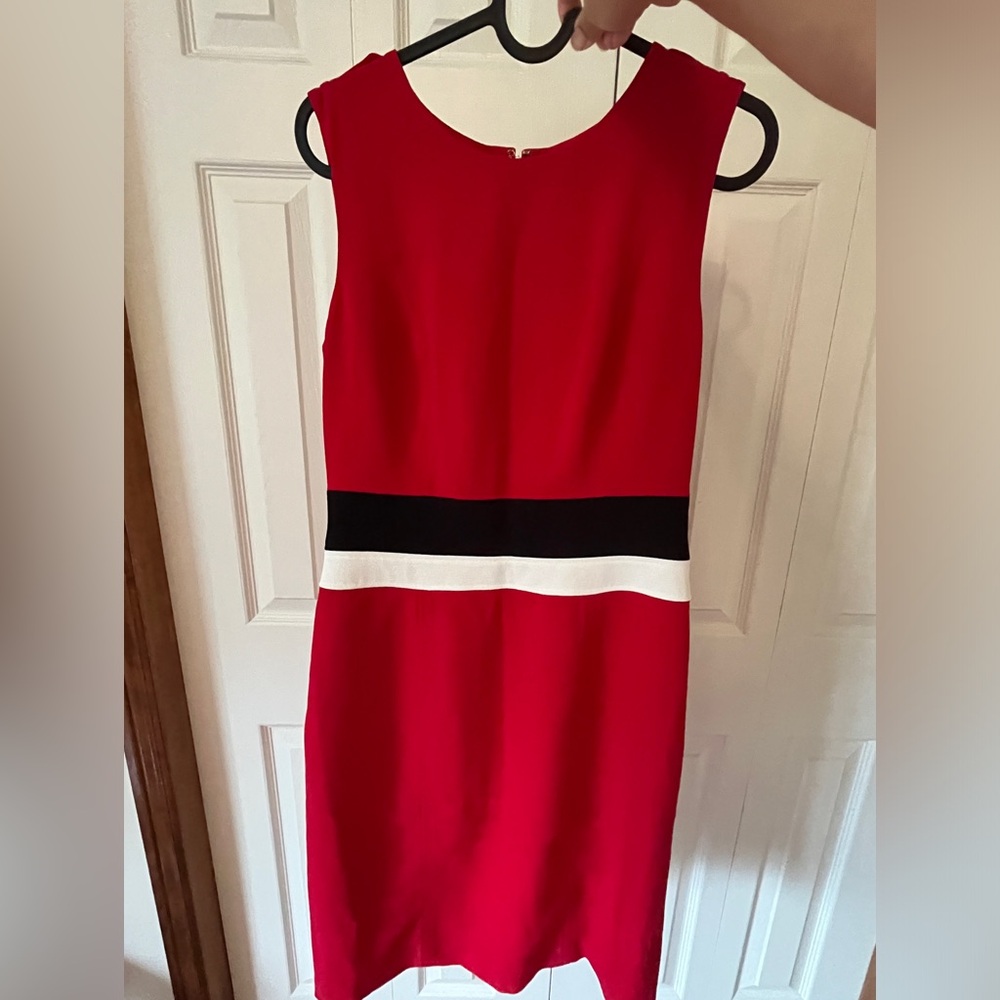 Tommy Hilfiger Red and Black Midi Dress